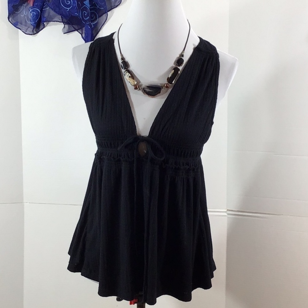 Free People black stretch knit tank top S